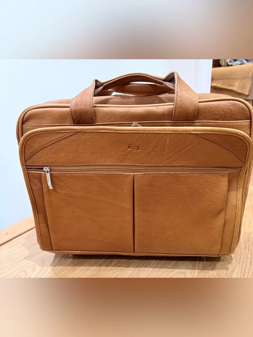 Tan Leather Briefcase Bag